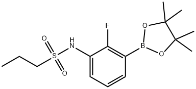 N-(2-氟-3-(4,4,5,5-四甲基-1,3,2-二氧硼杂环戊烷-2-基)苯基)丙烷-1-磺酰胺 结构式