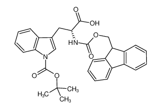 N-alpha-芴甲氧羰基-N-in-叔丁氧羰基-D-色氨酸 结构式