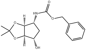 N-[(3aS,4R,6S,6aR)-四氢-6-羟基-2,2-二甲基-4H-环戊烯并-1,3-二氧戊环-4-基]氨基甲酸苄酯 结构式