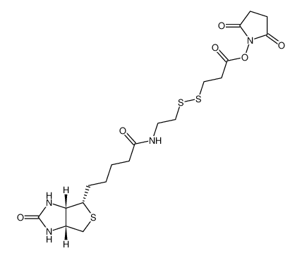 2-[生物素氨基]乙基-1,3-二硫基丙酸磺基琥珀酰亚胺酯 结构式