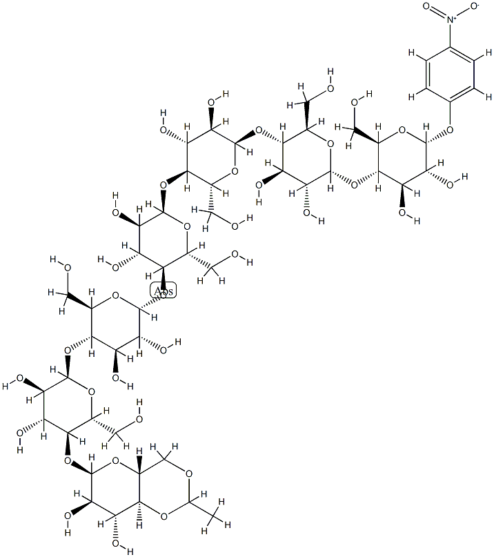 4,6-亚乙基-4-硝基苯基-α-D-麦芽七糖苷 结构式