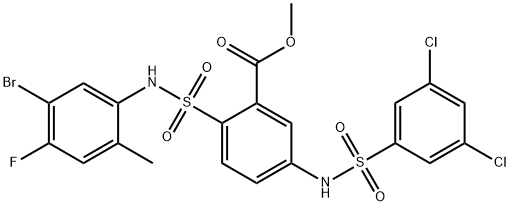 2-(N-(5-溴-4-氟-2-甲基苯基)氨磺酰基)-5-(3,5-二氯苯磺酰氨基)苯甲酸甲酯 结构式