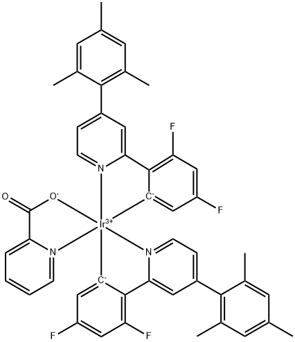 二[2-(4,6-二氟苯基)-4-(2,4,6-三甲基苯基)吡啶-C2,N]吡啶甲酰合铱(III) 结构式