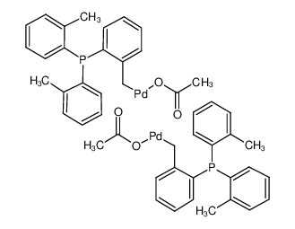 反式-双[邻(二邻甲苯基膦)苄基]二乙酸二钯(II) 结构式