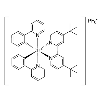 (4,4'-二-叔丁基-2,2'-联吡啶)双[(2-吡啶基)苯基]铱(III)六氟磷酸盐 结构式