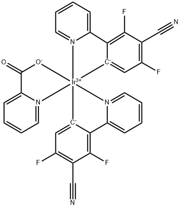 二[2-(5-氰基-4,6-二氟苯基)吡啶-C2,N)]吡啶甲酰合铱 结构式