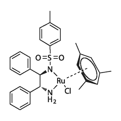 氯化(均三甲苯)[(R,R)-N-(对甲苯磺酰基)-1,2-二苯乙烯基二胺]钌(II) 结构式