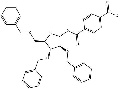 2,3,5-三-O-苄基-1,O-(4-硝基苯甲酰基)-D-阿拉伯呋喃糖 结构式