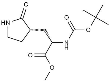 (S)-2-(BOC-氨基)-3-[(S)-2-氧代-3-吡咯烷基]丙酸甲酯 结构式