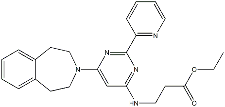 N-[2-(2-吡啶基)-6-(1,2,4,5-四氢-3H-3-苯并氮杂卓-3-基)-4-嘧啶基]-β-丙氨酸乙酯 结构式