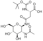 Nω-(2-乙酰氨基-2-脱氧-β-D-吡喃葡萄糖酰基)-Nα-Boc-L-天冬酰胺 结构式
