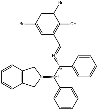 2,4-二溴-6-[(E)-[[(1R,2R)-2-(异吲哚啉-2-基)-1,2-二苯基乙基]亚氨基]甲基]苯酚 结构式