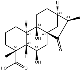 (4α,6β)-6,9-二羟基-15-氧代贝壳杉烷-18-酸 结构式