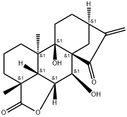 (4alpha,6alpha,7beta)-6,7,9-三羟基-15-氧代贝壳杉-16-烯-18-酸 gamma-内酯 结构式
