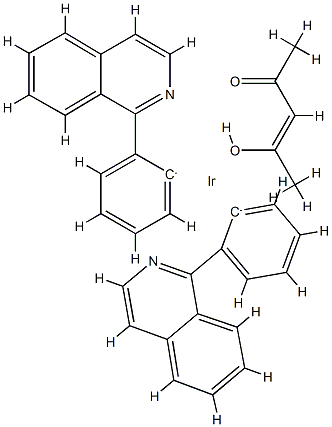 乙酰丙酮酸二(1-苯基异喹啉-C2,N)合铱(III) 结构式