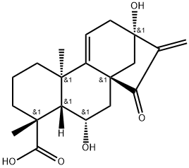 (4α,6α)-6,13-二羟基-15-氧代贝壳杉-9(11),16-二烯-18-酸 结构式