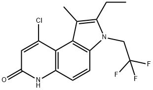 9-氯-2-乙基-1-甲基-3-(2,2,2-三氟乙基)-3,6-二氢-7H-吡咯并[3,2-f]喹啉-7-酮 结构式