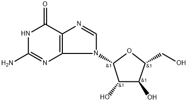 9-β-D-阿拉伯呋喃糖基鸟嘌呤水合物 结构式