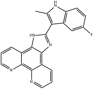 2-(5-氟-2-甲基-1H-吲哚-3-基)-1H-咪唑并[4,5-f][1,10]菲咯啉 结构式