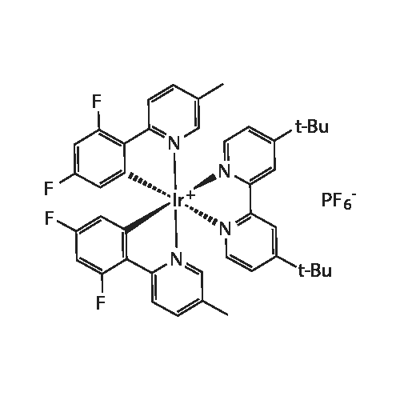(4,4'-二-叔丁基-2,2'-联吡啶)双[2-(2',4'-二氟苯基)-5-甲基吡啶]铱(III)六氟磷酸盐 结构式