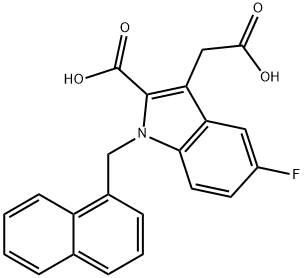3-(羧基甲基)-5-氟-1-(1-萘基甲基)吲哚-2-甲酸 结构式