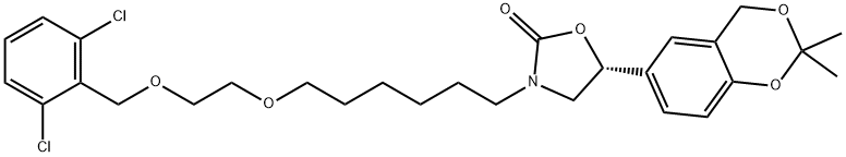 (R)-3-(6-(2-((2,6-二氯苄基)氧基)乙氧基)己基)-5-(2,2-二甲基-4H-苯并[d][1,3]二噁英-6-基)噁唑烷-2-酮 结构式