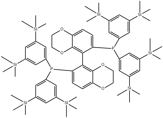 (S)-6,6'-双(双(3,5-双(三甲基硅烷基)苯基)膦基)-2,2',3,3'-四氢-5,5'-联苯并[b][1,4]二氧杂环己烷基 结构式