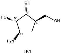 (1R,2S,3R,4R)-1,2-二羟基-5-(羟甲基)-3-氨基环戊烷盐酸盐 结构式