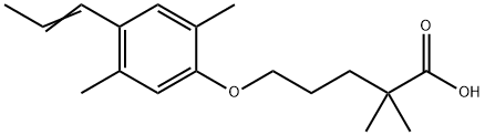 5-(2,5-二甲基-4-(丙-1-烯-1-基)苯氧基)-2,2-二甲基戊酸 结构式