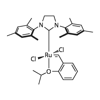 (1,3-双(2,4,6-三甲基苯基)-2-咪唑烷亚基)二氯(邻异丙氧基苯亚甲基)合钌 结构式