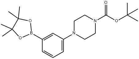 3-[4-(叔丁氧基羰基)哌嗪-1-基]苯硼酸频那醇酯 结构式