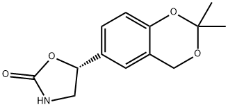 (R)-5-(2,2-二甲基-4H-苯并[d][1,3]二氧杂环己烯-6-基)恶唑烷-2-酮 结构式