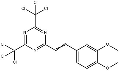 2-(3,4-二甲氧基苯乙烯基)-4,6-双(三氯甲基)-1,3,5-三嗪 结构式