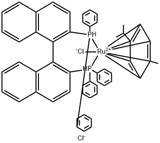 氯化[(R)-(+)-2,2'-双(二苯基膦)-1,1'-联萘基](对伞花烃)钌(II)氯化物 结构式