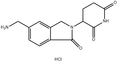 3-(5-(氨基甲基)-1-氧代异吲哚啉-2-基)哌啶-2,6-二酮盐酸盐 结构式