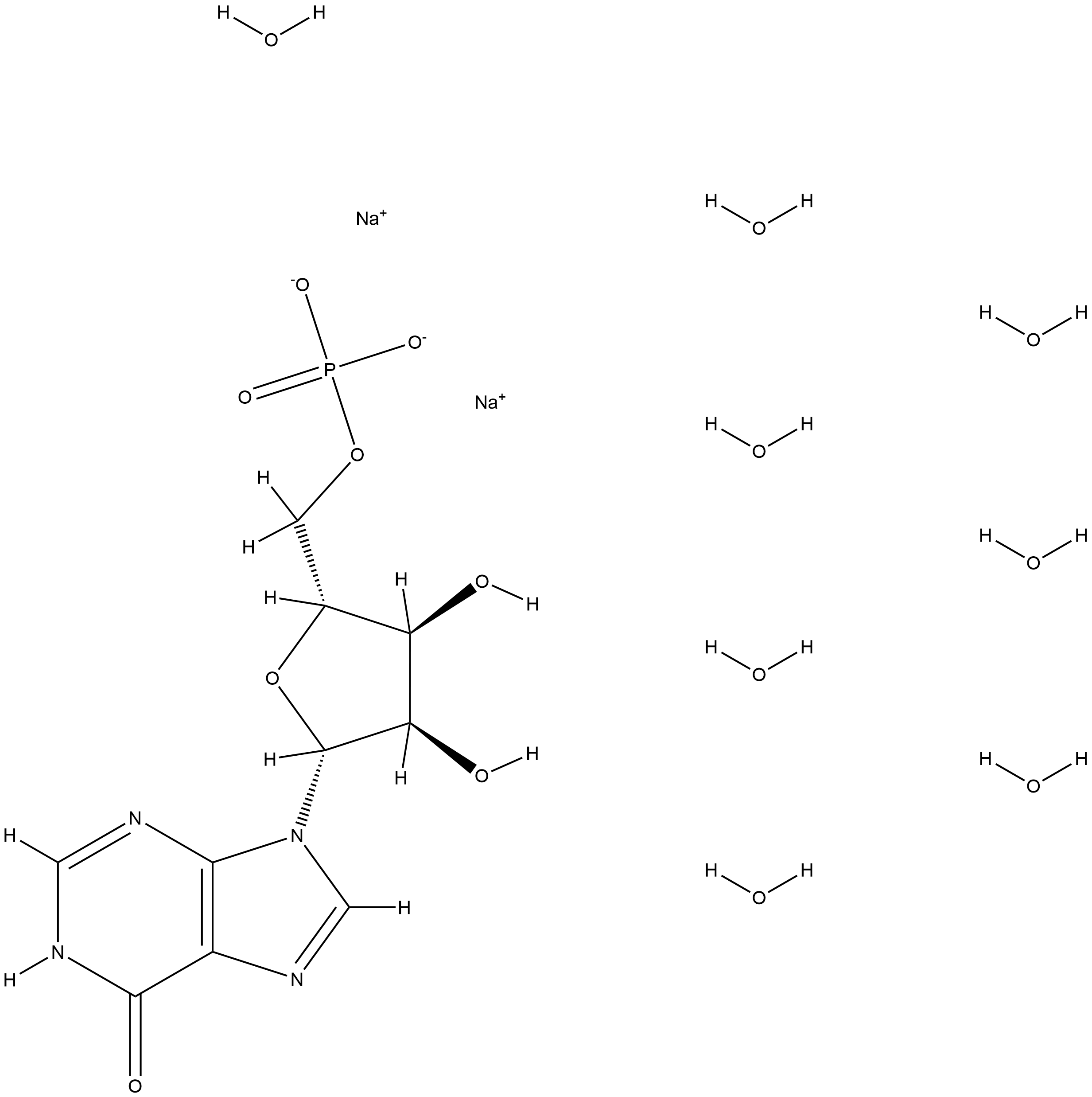 肌苷-5′-磷酸二钠盐八水合物 结构式
