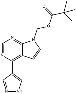 (4-(1H-吡唑-4-基)-7H-吡咯并[2,3-d]嘧啶-7-基)甲基特戊酸酯 结构式