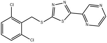 2-((2,6-二氯苄基)硫基)-5-(吡嗪-2-基)-1,3,4-噻二唑 结构式