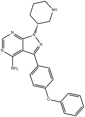 (R)-3-(4-苯氧基苯基)-1-(哌啶-3-基)-1H-吡唑并[3,4-d]嘧啶-4-胺 结构式