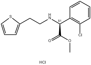 D-(+)-α-(2-噻吩乙胺基)-α-(2-氯苯基)醋酸甲酯盐酸盐 结构式