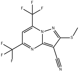 2-(甲硫基)-5,7-双(三氟甲基)吡唑并[1,5-a]嘧啶-3-甲腈 结构式