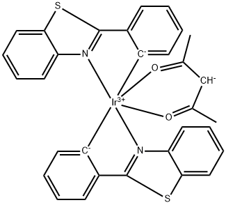 乙酰丙酮酸二(2-苯基苯并噻唑-C2,N)合铱(III) 结构式