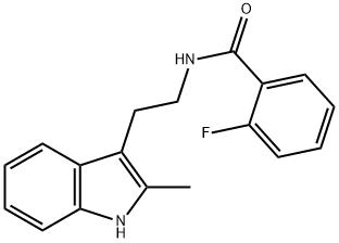 2-氟-N-[2-(2-甲基-1H-吲哚-3-基)乙基]苯甲酰胺 结构式