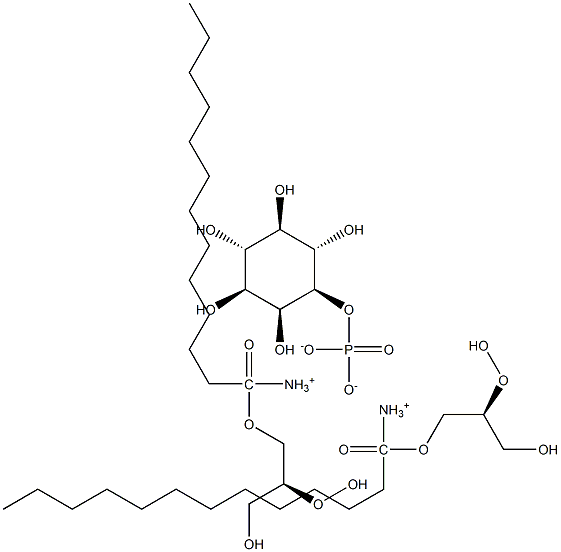 1-十三烷酰基-2-羟基-sn-甘油-3-磷酸-(1'-肌醇)(铵盐) 结构式