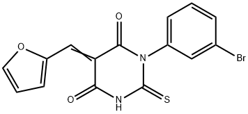 1-(3-溴苯基)-5-(呋喃-2-基亚甲基)-2-硫代二氢嘧啶-4,6(1H,5H)-二酮 结构式