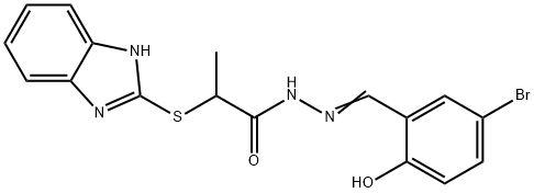 2-((1H-苯并[d]咪唑-2-基)硫基)-N'-(5-溴-2-羟基苯亚甲基)丙烷酰肼 结构式