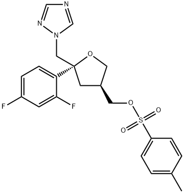 ((3S,5R)-5-((1H-1,2,4-三唑-1-基)甲基)-5-(2,4-二氟苯基)四氢呋喃-3-基)甲基 4-甲基苯磺酸酯 结构式