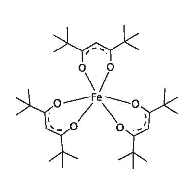 三(2,2,6,6-四甲基-3,5-庚二酮酸)铁(III) 结构式