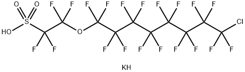 2-[(8-氯-1,1,2,2,3,3,4,4,5,5,6,6,7,7,8,8-十六氟辛基)氧基]-1,1,2,2-四氟乙烷磺酸钾 结构式