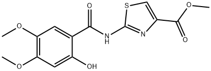 2-(2-羟基-4,5-二甲氧基苯甲酰氨基)噻唑-4-甲酸甲酯 结构式